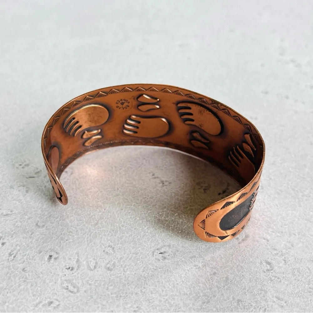 Bell Trading Post Copper Stamped Bear Paws Cuff Bracelet